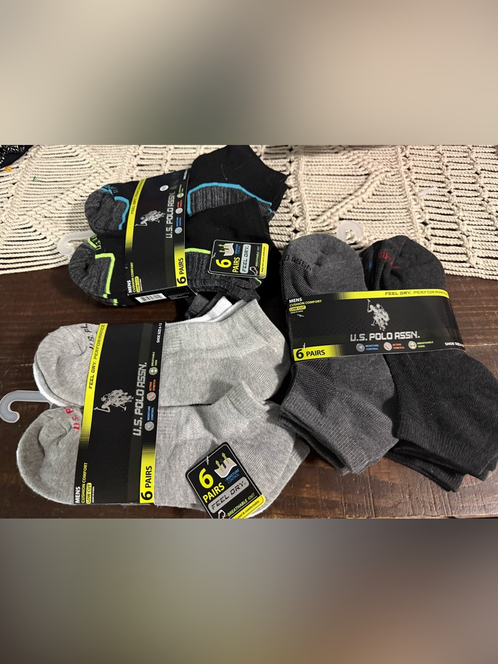 U.S. Polo Assn. Men's (3) 6-Pack Low-Cut Cushion Socks - Black, Gray